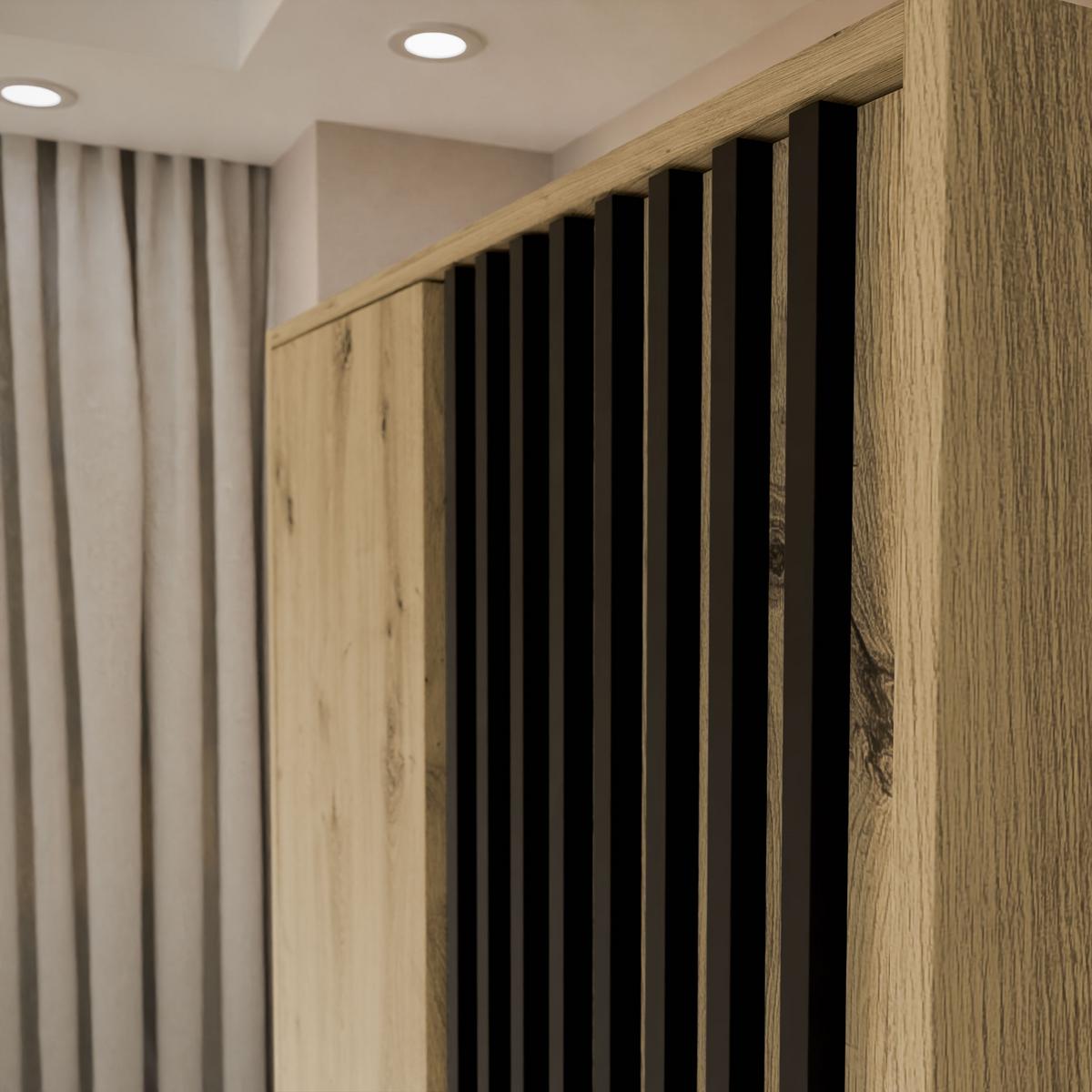 KLEIDERSCHRANK NELA, zweitürig mit Lamellen, 105 cm, Artisan/Schwarz - Eiche Artisan, Holzwerkstoff (105/200/51cm) - Lookway