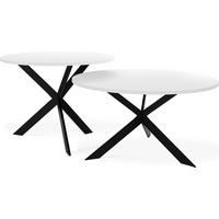 COUCHTISCH-SET Lev 2er-Set rund, Weiß 75/36, 58/42 - Schwarz/Weiß, Holzwerkstoff/Metall (75/75/42cm) - WFL GROUP