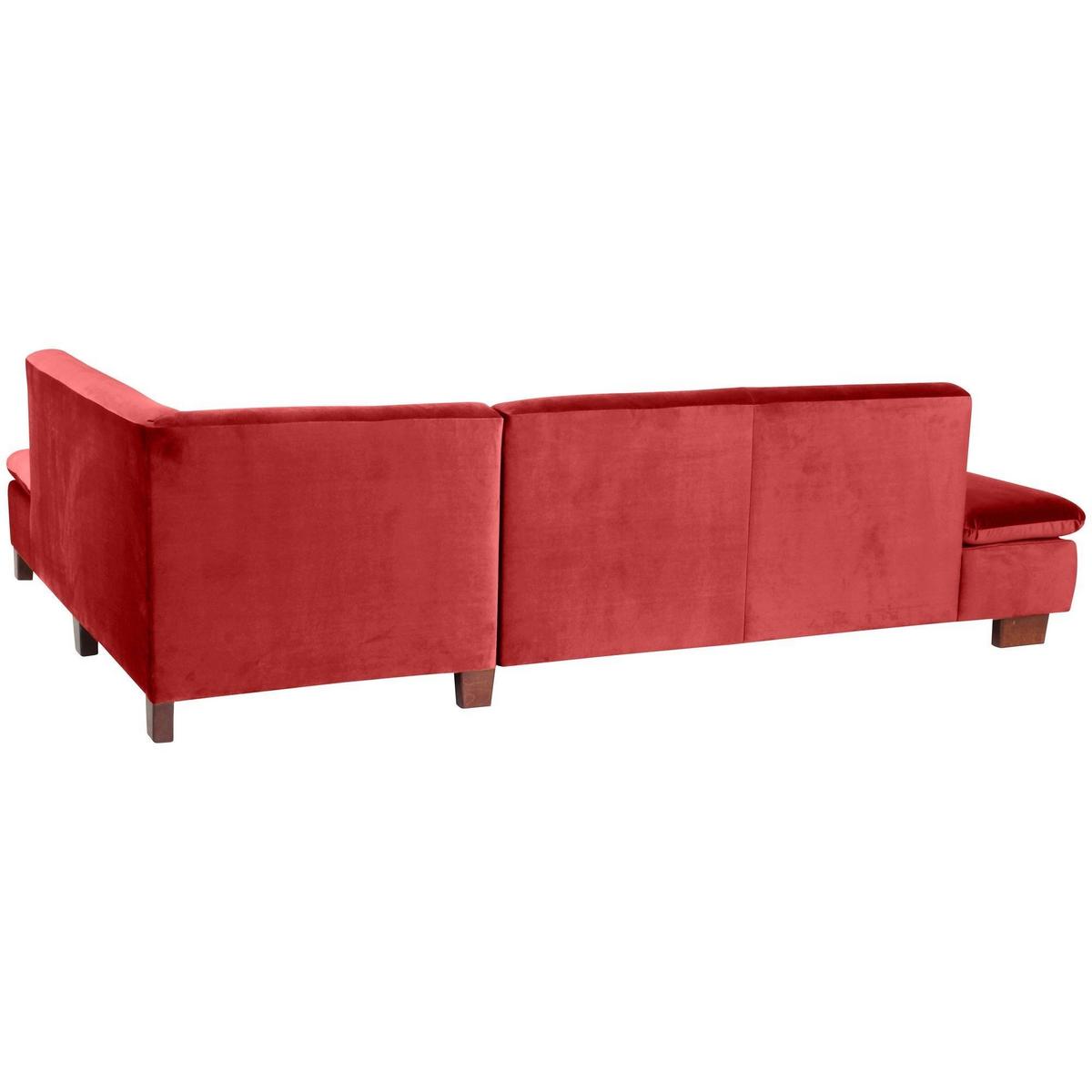 ECKSOFA mit Ottomane rechts Kaye Bezug Samtvelours Buche nussbaum dunkel / ziegel - Dunkelrot, Kunststoff (270/190cm) - 58aufmkessel