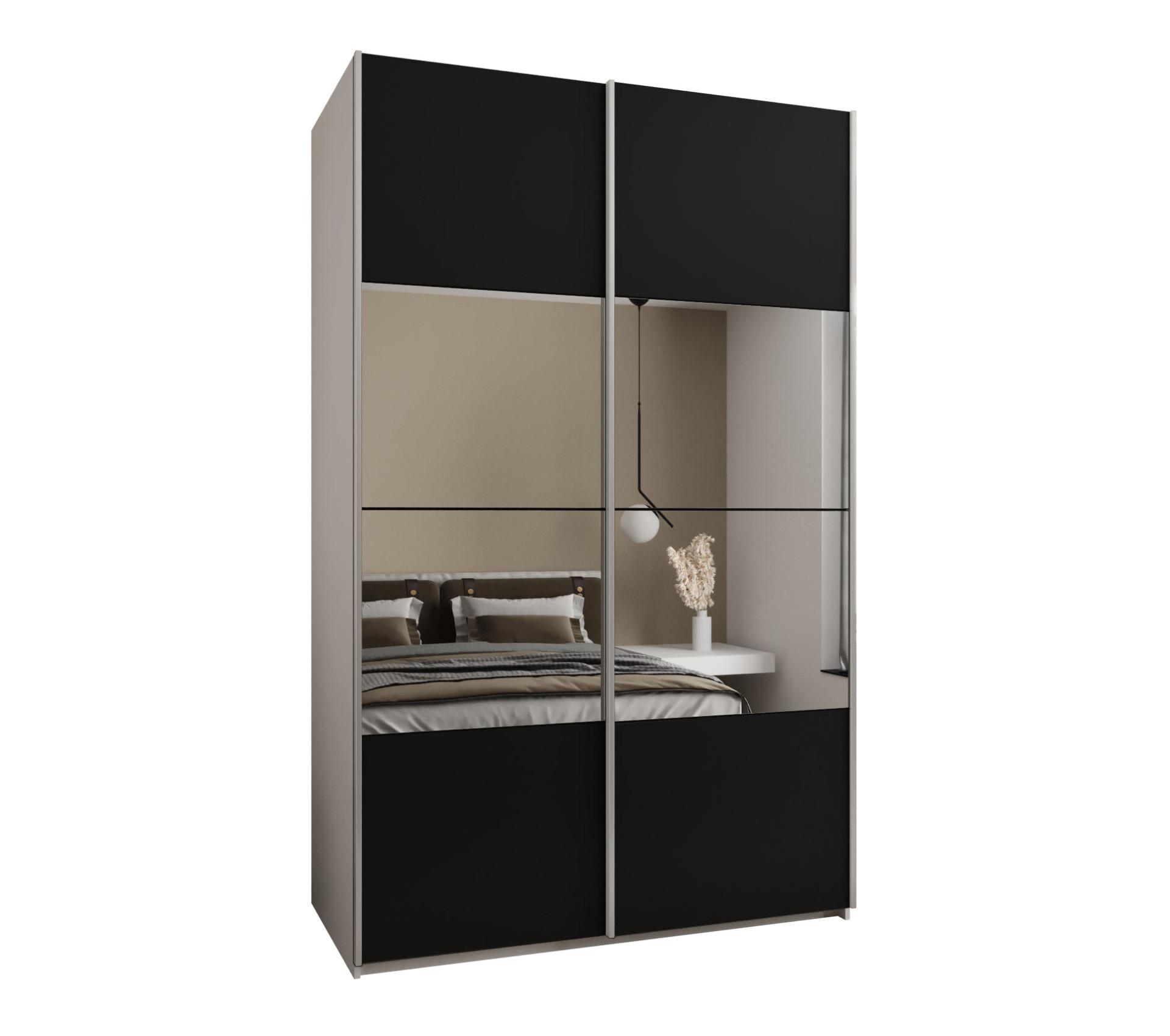 SCHWEBETÜRENSCHRANK 245,5/160/64 2-türig - Silberfarben/Schwarz, Holz/Metall (160/245/64cm) - Abiks Möbel