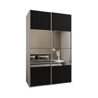 SCHWEBETÜRENSCHRANK 245,5/160/64 2-türig - Silberfarben/Schwarz, Holz/Metall (160/245/64cm) - Abiks Möbel