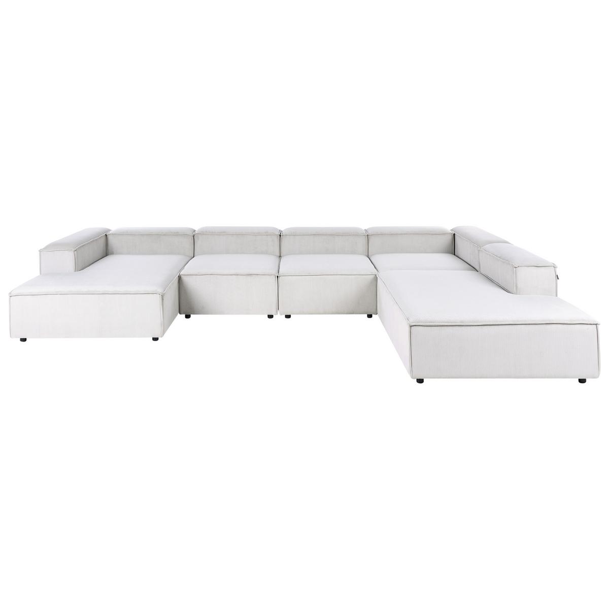 ECKFSOFA Modul 5-Sitzer linksseitig Cremeweiß Cord Ardal - Creme/Schwarz, Textil (414/269cm) - Beliani