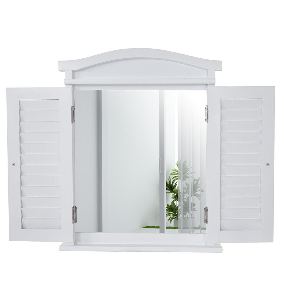WANDSPIEGEL MIT FENSTERLÄDEN Reinweiß - Weiß, Holz (42/53/5cm) - MCW
