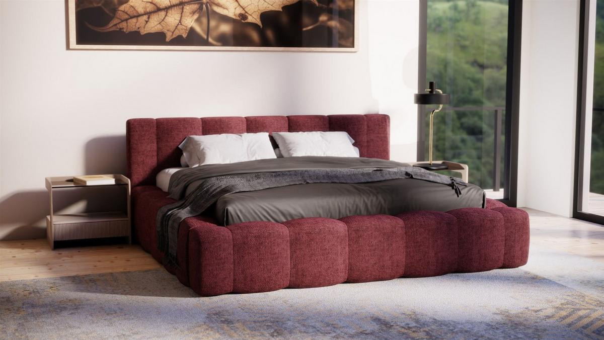 POLSTERBETT Lizeth In Perfect Harmony - Rot, Holzwerkstoff/Textil (200/200cm) - Fun Möbel