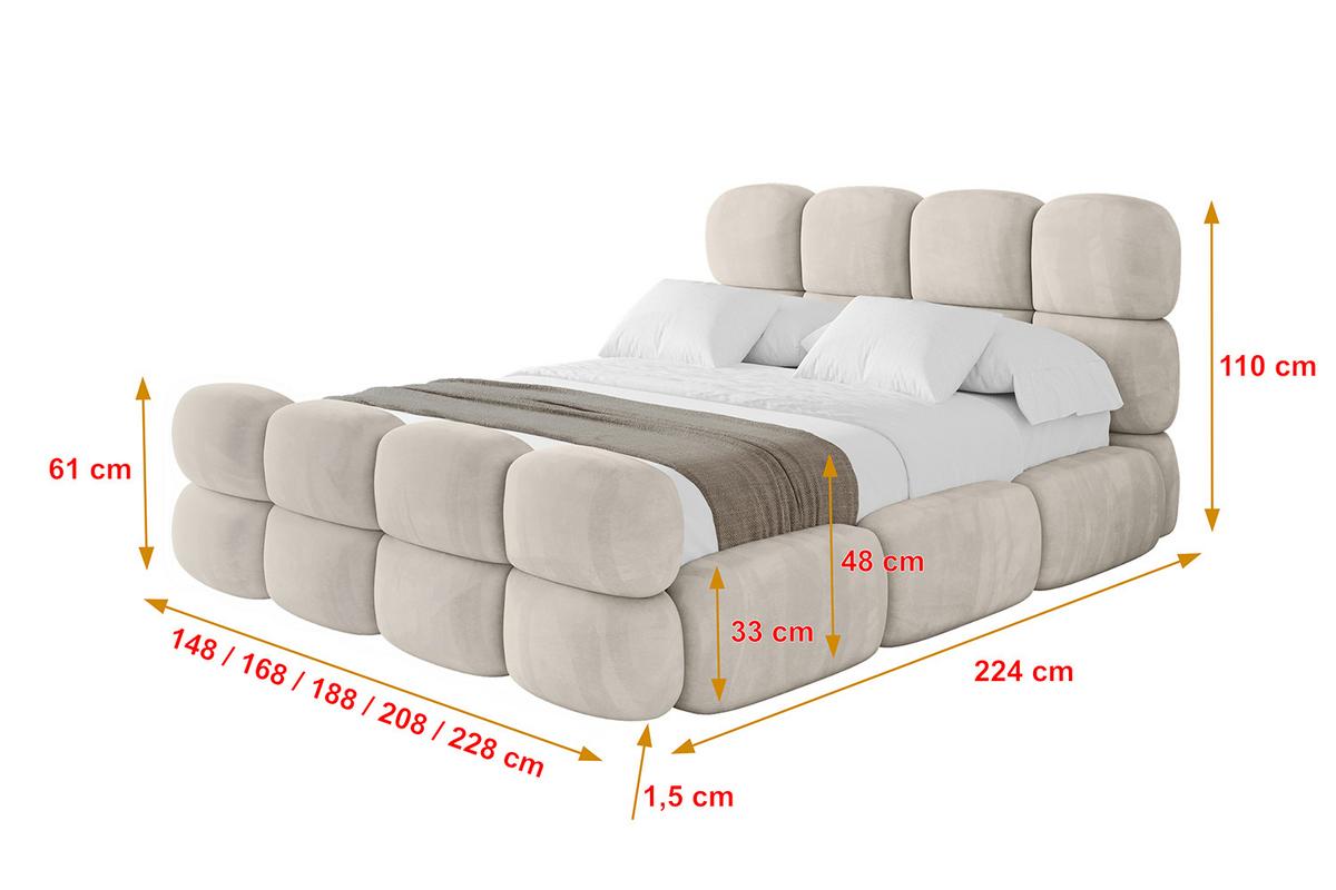 POLSTERBETT mit Bettkasten, Fußteil und Lattenrost, Bett mit Matratze H3/H4 - NOMA-Z 180x200 Beige - Beige, Holzwerkstoff/Textil (180/200cm) - ALTDECOR