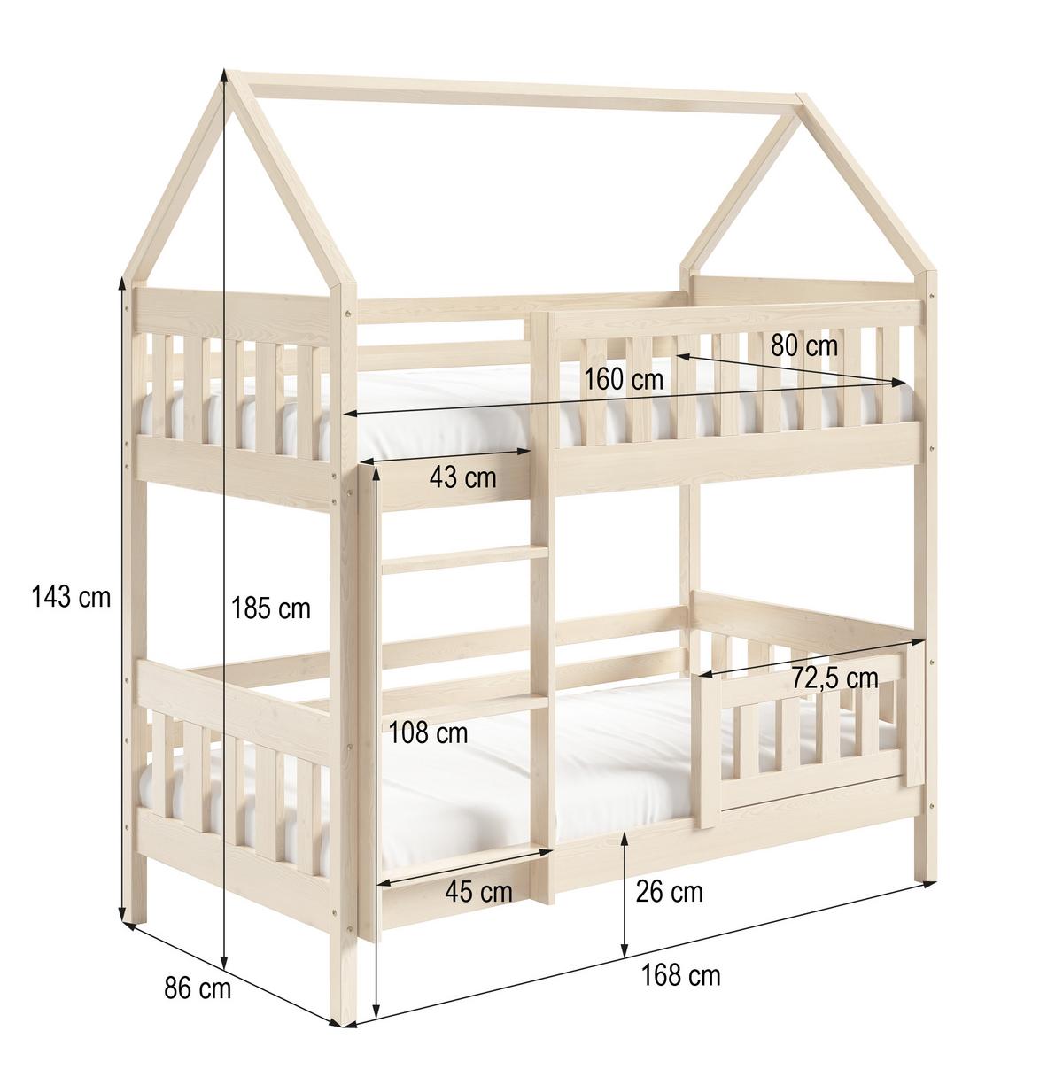 ETAGENBETT ELENA 80x160 cm Weiß - Weiß, Holz (80/160cm) - MASSENO