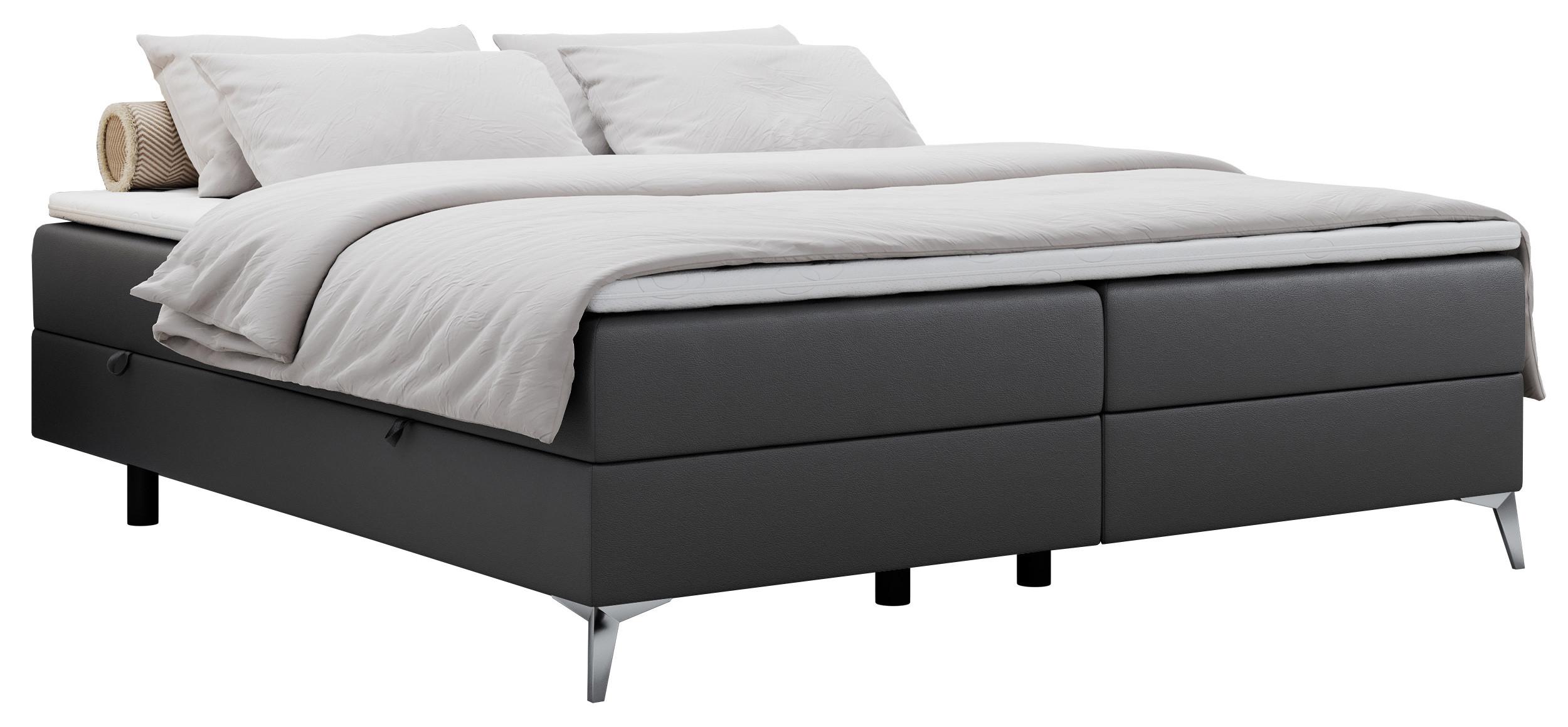 BOXBETT LESS 140/200 Dunkelgrau Kunstleder - H4 - Dunkelgrau, Holz/Textil (140/200cm) - MKS