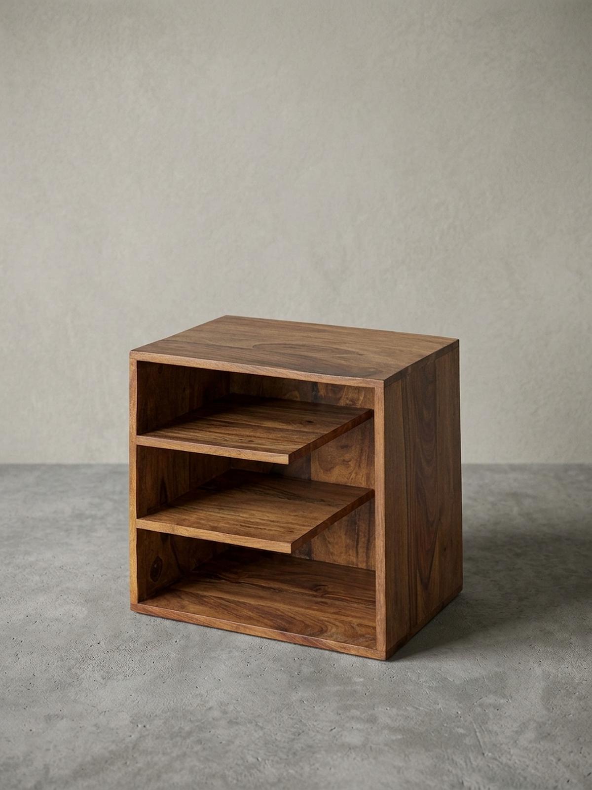 BEISTELLTISCH – Massivholz 43x43x30 cm mit 3 Ablageflächen - Braun, Holz (30/43/43cm) - KADIMA DESIGN