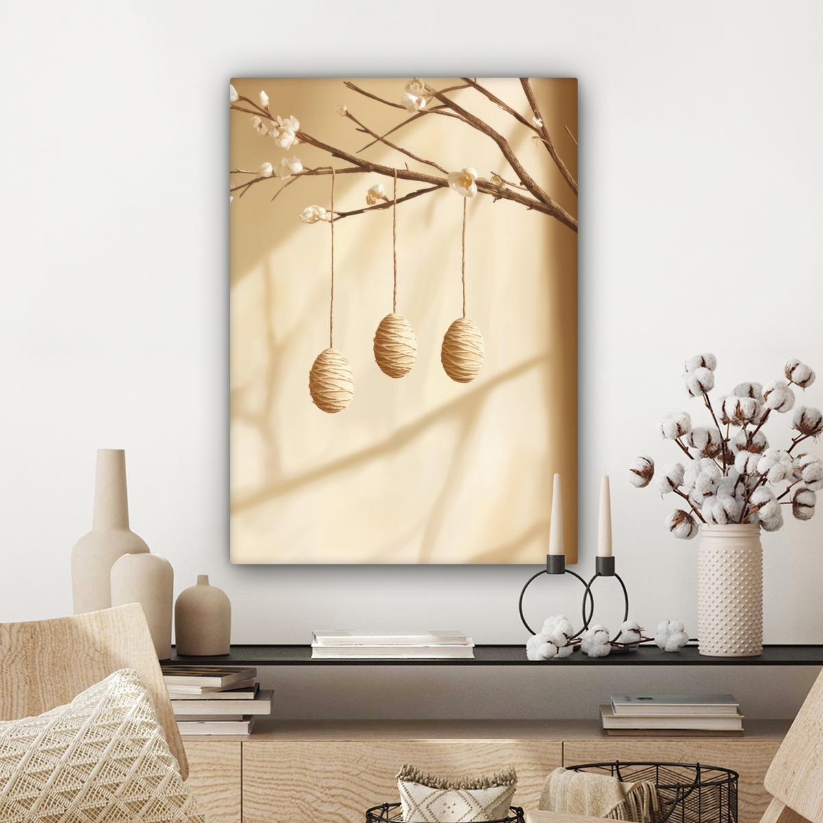 LEINWANDBILD Beige - Osterkuchen - Eier Wandbild Wohnzimmer 60x80 cm - Beige, Textil (60/80cm) - MuchoWow