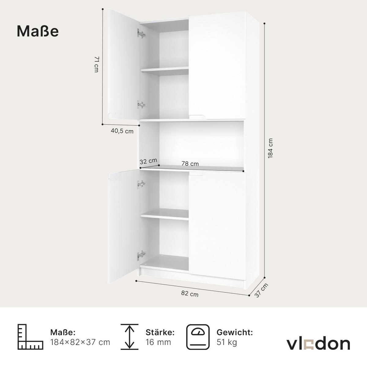 BÜROSCHRANK Logan Fronten in Cashmere - Kaschmir, Holzwerkstoff (82/184/37cm) - Vladon