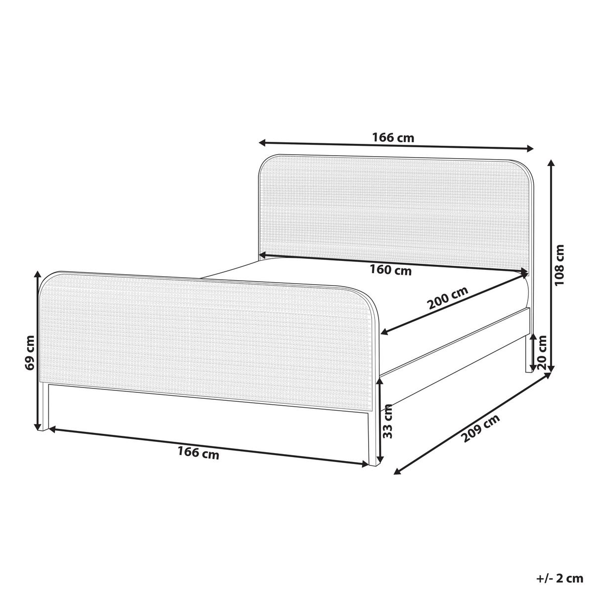 BETT mit Lattenrost 160/200 cm Hellbraun Gonfaron - Hellbraun/Schwarz, Holz (160/200cm) - Beliani