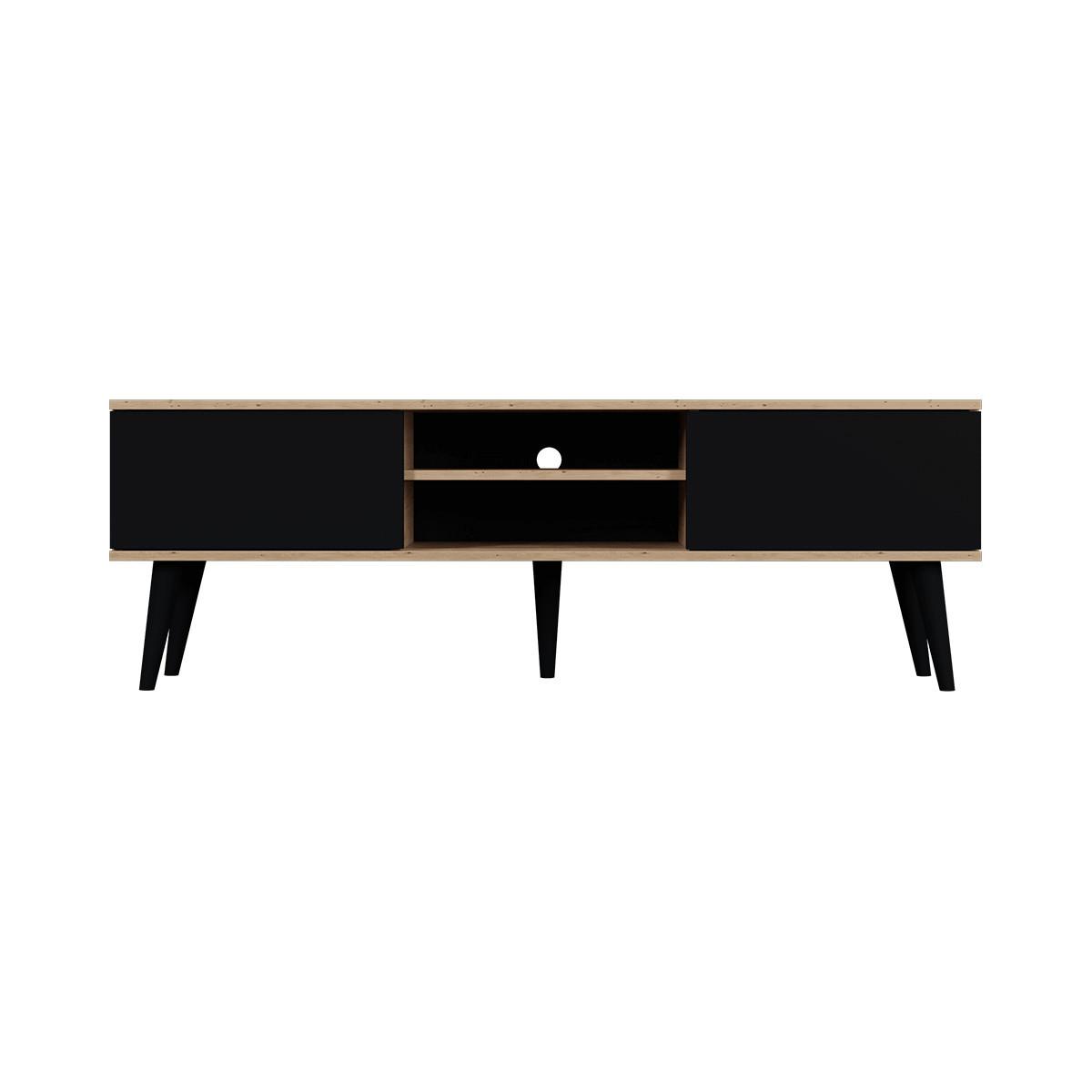 TV-MÖBEL Toronto Schwarz und Holz - Schwarz/Braun, Holzwerkstoff (160/55/35cm) - Petits-meubles
