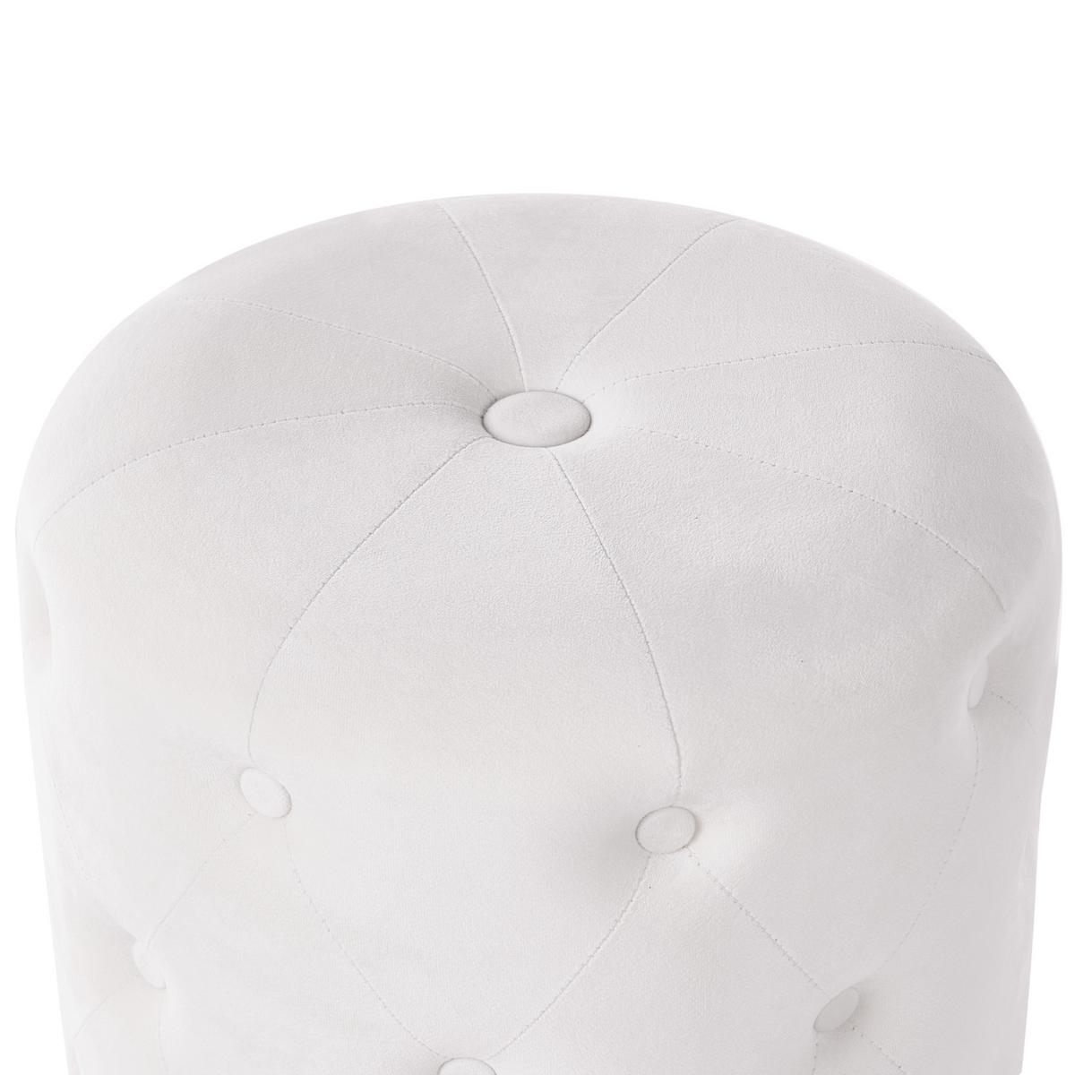 POUF Samtstoff Cremeweiß Carrollton - Creme, Textil (40/41/40cm) - Beliani