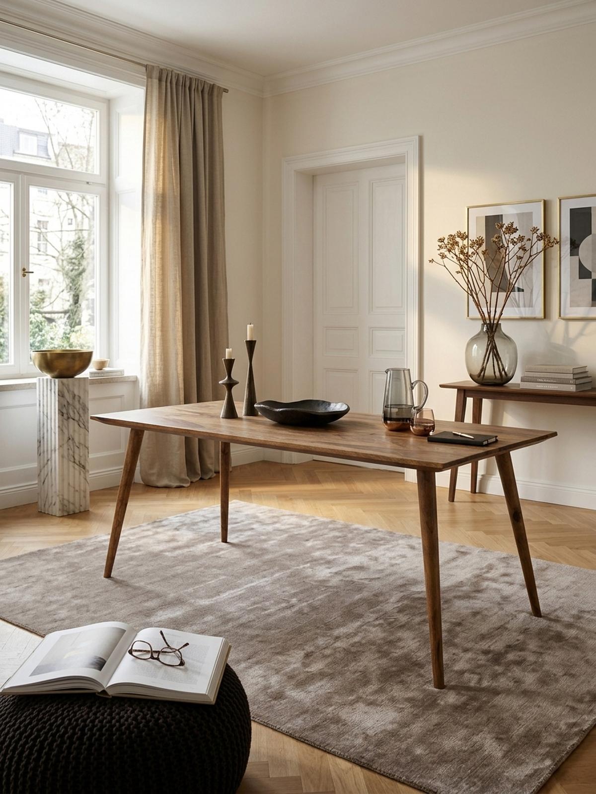 ESSTISCH Massivholz Braun Landhausstil Handgefertigt, Braun 160x80x76 cm - Braun, Holz (80/160/76cm) - KADIMA DESIGN