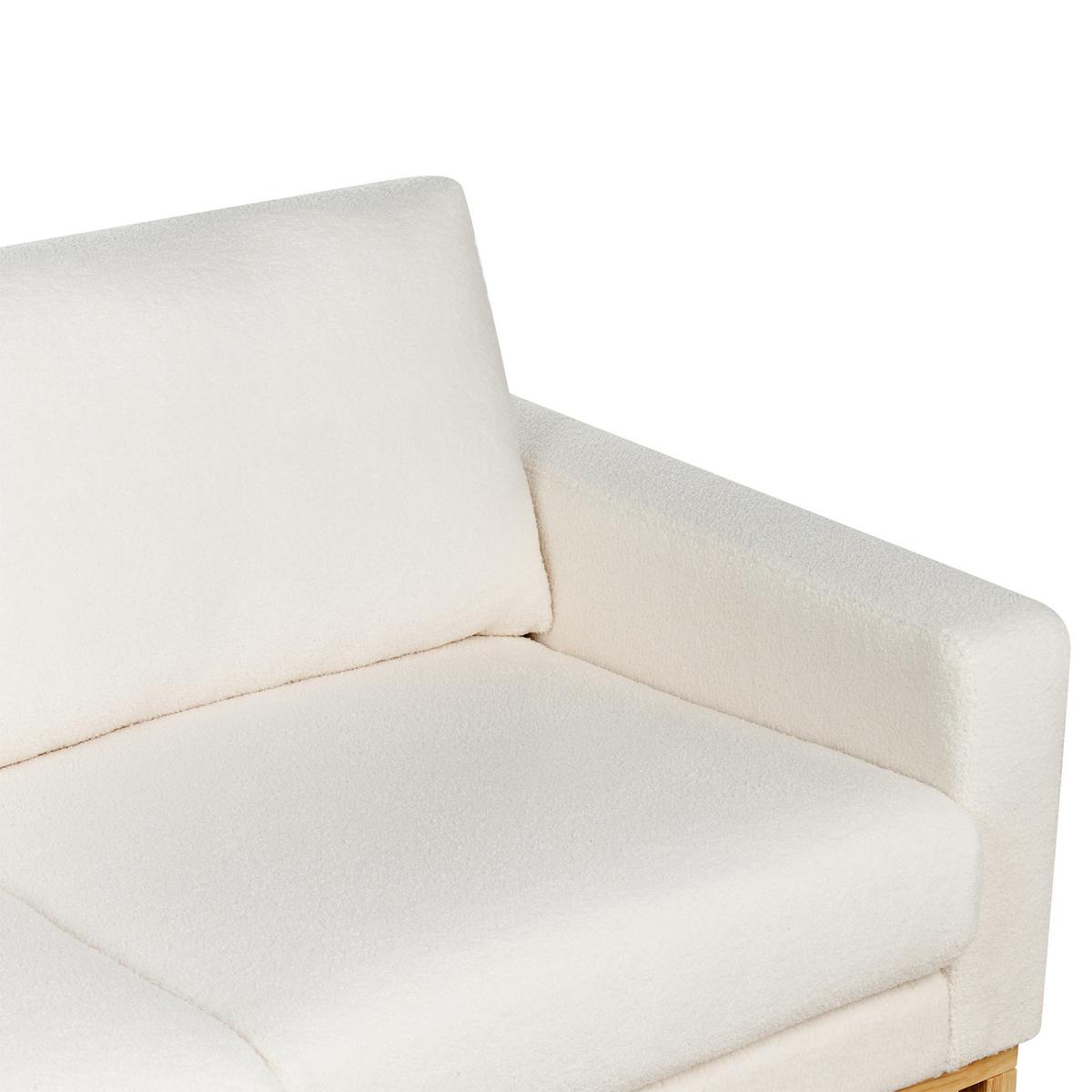 3-SITZER-SOFA Bouclé weiß/hellbraun Siggard - Hellbraun/Weiß, Textil (217/84/92cm) - Beliani