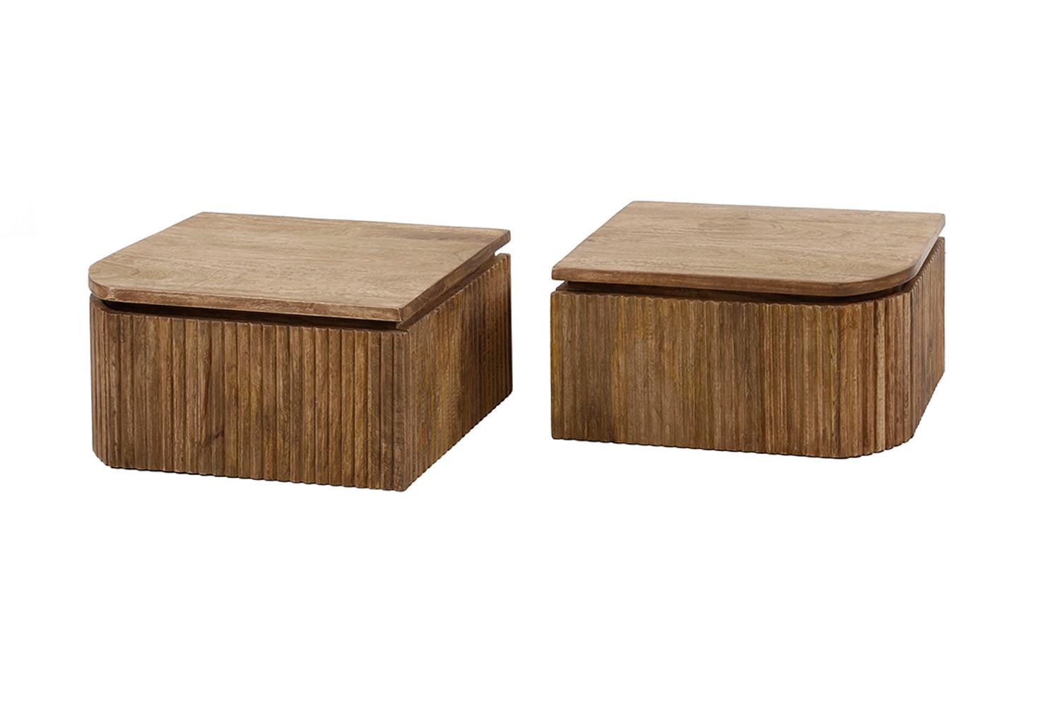 NACHTTISCH HEVE 2ER SET Holz Mango - Zwetschgeholzfarben, Holz (40/20/35cm) - KAWOLA