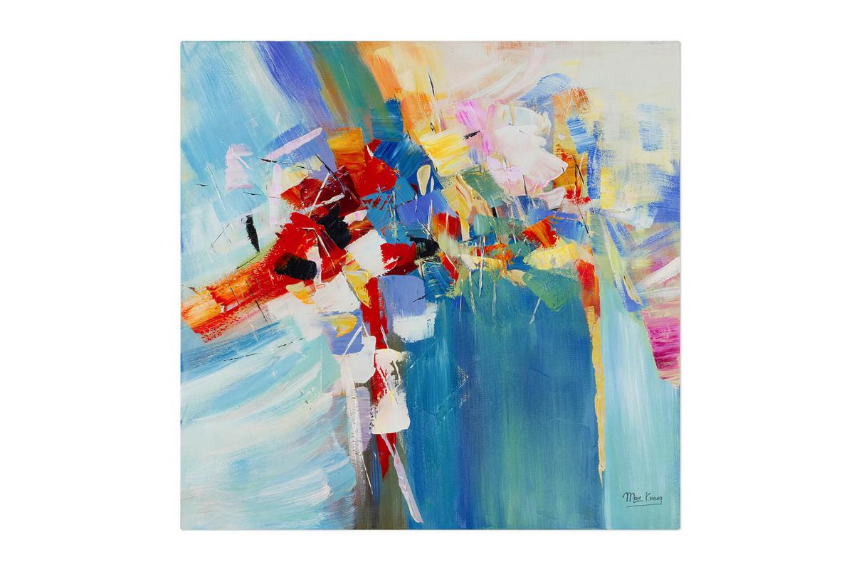 ACRYLBILD HANDGEMALT 80/80 cm - Blau/Multicolor, Holz/Textil (80/80cm) - KUNSTLOFT