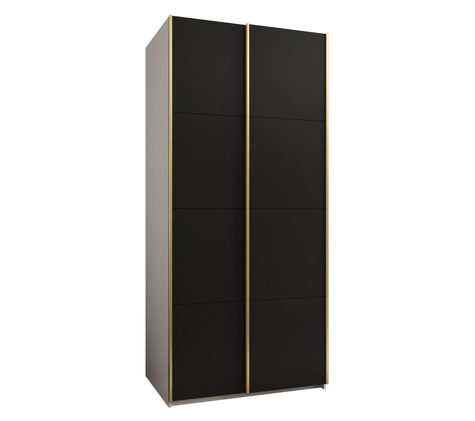 SCHWEBETÜRENSCHRANK 245,5/120/64 2-türig - Goldfarben/Schwarz, Holz/Metall (120/245/64cm) - Abiks Möbel