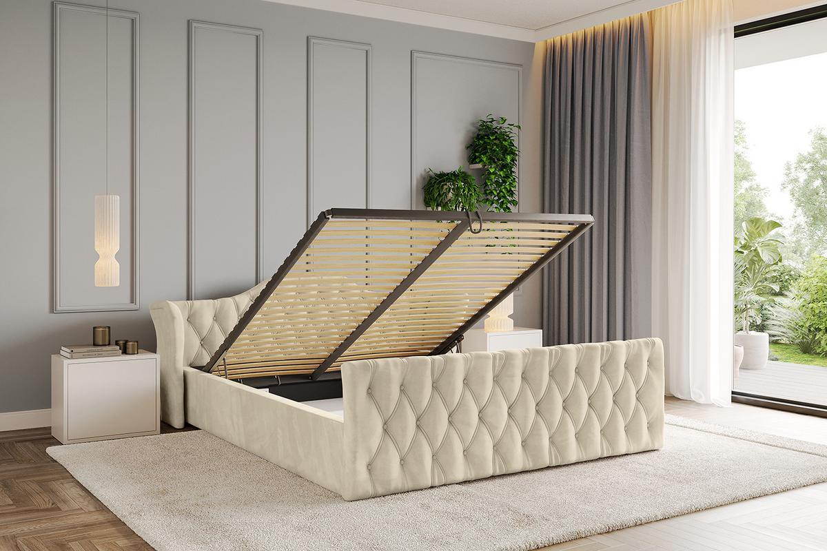 POLSTERBETT mit Bettkasten, Fußteil und Lattenrost, Boxbett ohne Matratze - ZORAN-Z-V1 120x200 Beige - Ecru, Holzwerkstoff/Textil (120/200cm) - ALTDECOR