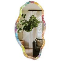 SPIEGEL 90x45 cm asymmetrisch mit Druck - Farbenfrohes Mosaik - Transparent, Glas (45/90/0.4cm) - TULUP