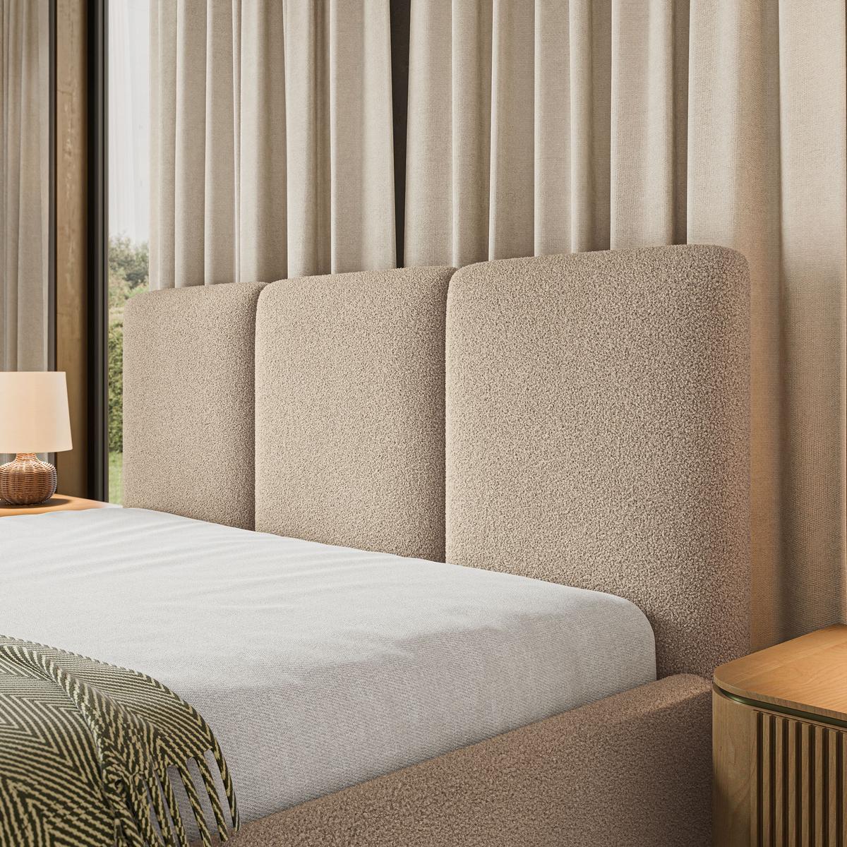 POLSTERBETT MORENA Q 160x200 cm mit Bettkästen - Beige - Beige, Holz (160/200cm) - MASSENO