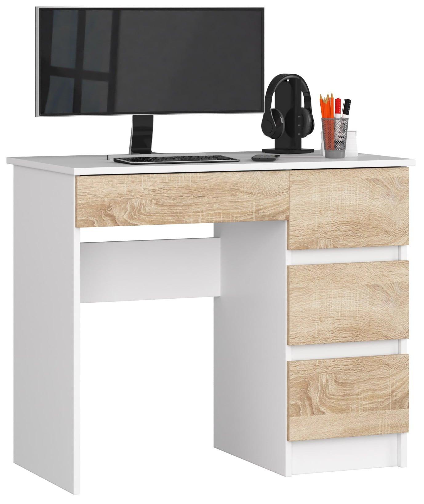 SCHREIBTISCH Weiß, Eiche Sonoma 77/90/50 - Weiß, Holzwerkstoff (120/50/77cm) - RAUMHIRSCH FURNITURE