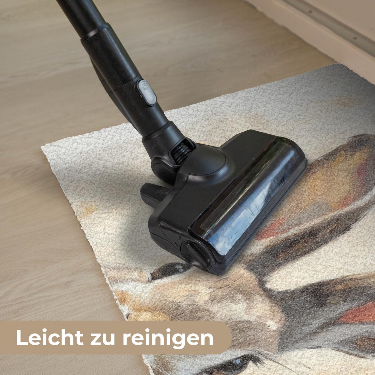 FUSSMATTE Hase - Ohren - Braun Schmutzmatte 90x60 cm - Beige, Kunststoff (60/90cm) - MuchoWow