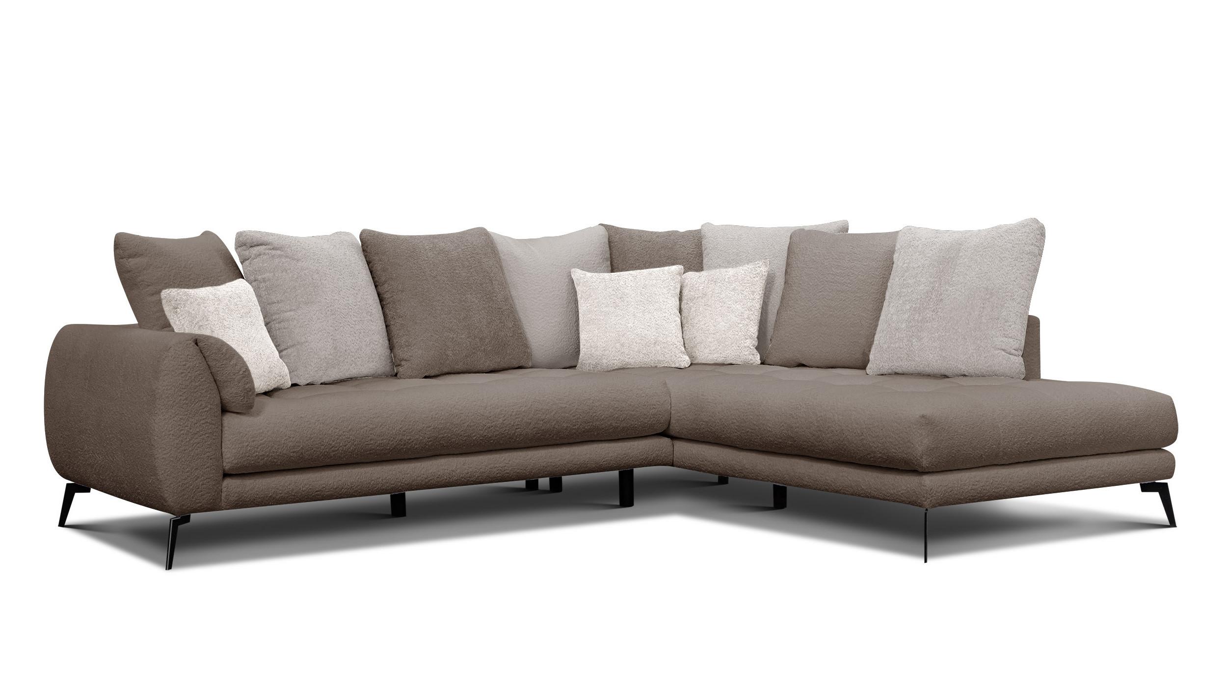 ECKSOFA CALME 5-Sitzer, beige und écru - Beige/Schwarz, Holz/Textil (294/229cm) - Wozimo