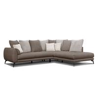 ECKSOFA CALME 5-Sitzer, beige und écru - Beige/Schwarz, Holz/Textil (294/229cm) - Wozimo