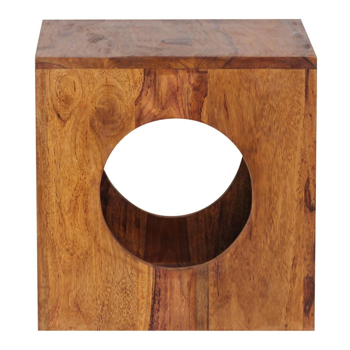 BEISTELLTISCH – Massivholz quadratisch Cube Design mit Stauraum handgefertigt - Braun, Holz (35/35/35cm) - KADIMA DESIGN