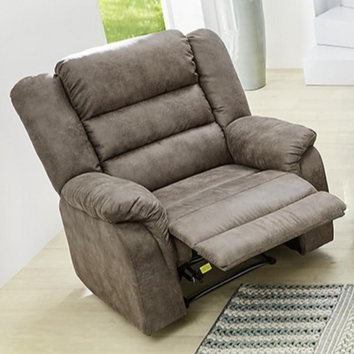 RELAX-FERNSEHSESSEL Federkern, Liegefunktion verstellbar durch halbautomatische Relaxfunktion B95/T93/H103 cm, Mikrofaser Vintage Graubraun / 15132 - Graubraun/Schwarz, Textil (95/103/93cm) - luma-home