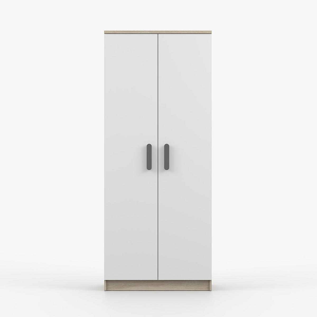DREHTÜRENSCHRANK 80/192/50 cm 2-türig Jonas III 06 Sonoma Eiche/Weiß + graue Griffe - Weiß/Grau, Holz/Holzwerkstoff (80/192/50cm) - imoebel24