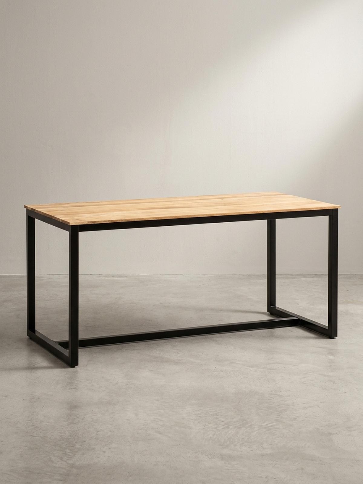 ESSTISCH Massivholz Metall Rechteckig Loft-Stil, Akazie 180x90x76 cm - Schwarz/Akaziefarben, Holz/Metall (90/180/76cm) - KADIMA DESIGN