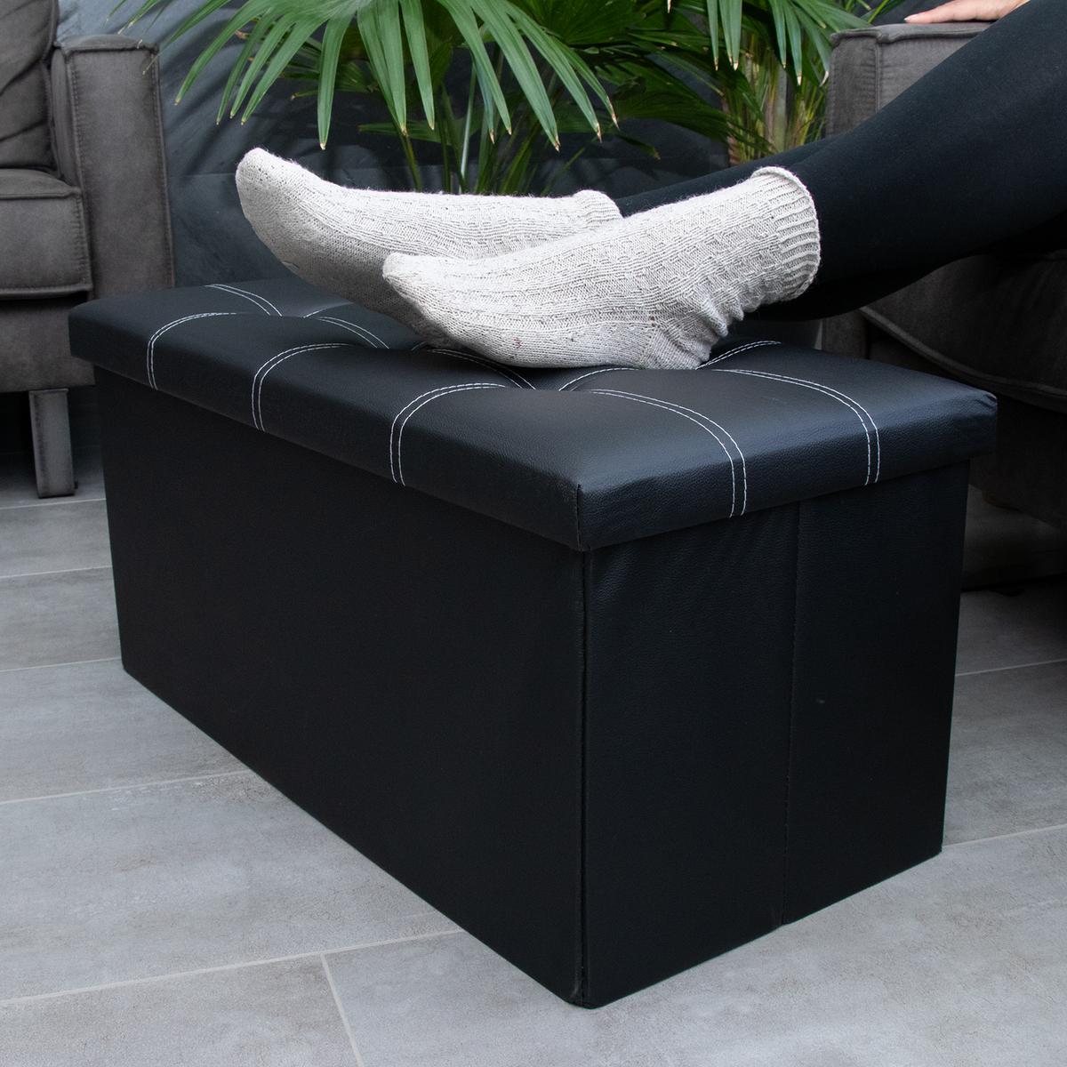 SITZBANK Faltbar Kunstleder (Schwarz) - Schwarz, Karton (78/38/38cm) - Intirilife