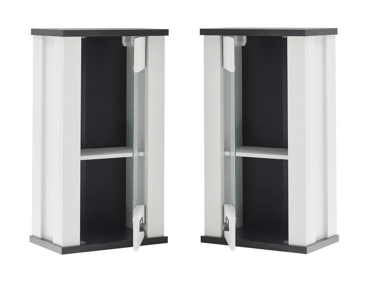 KÜCHE-HÄNGESCHRANK weiß Pinie, anthrazit Landhaus, Küchenschrank hängend mit Soft-Close - Anthrazit/Schwarz, Glas/Holzwerkstoff (50/90/31cm) - Furn.Design