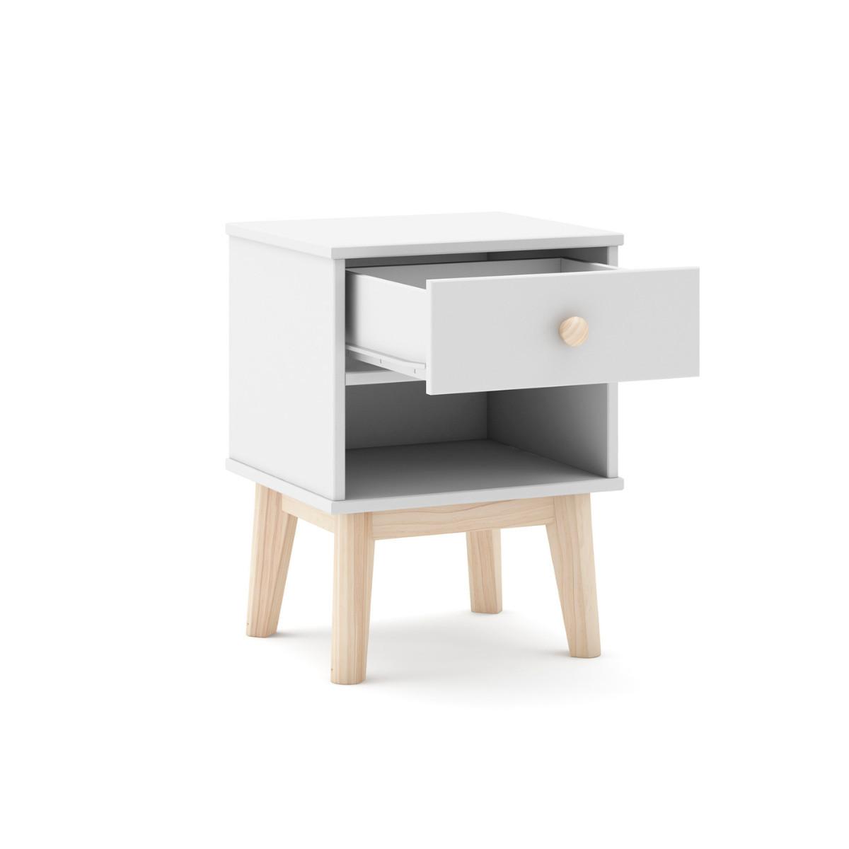 NACHTTISCH mit 1 Schublade und 1 offener Nische, L40 cm 35/40/53,1 cm - Weiß, Holzwerkstoff (35/53.1/40cm) - Calicosy