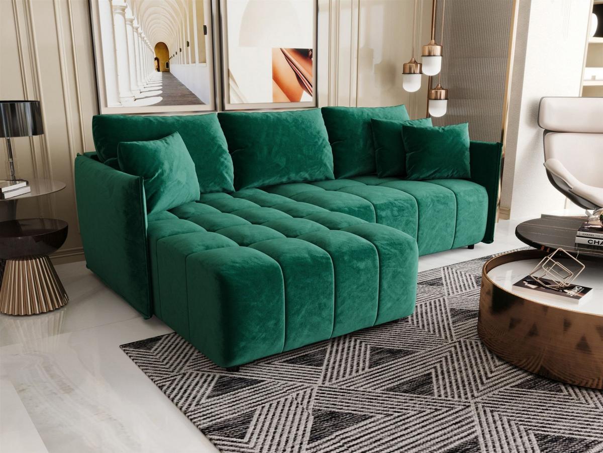 ECKSOFA Treviso - Grün, Holzwerkstoff/Textil (245/185cm) - Fun Möbel