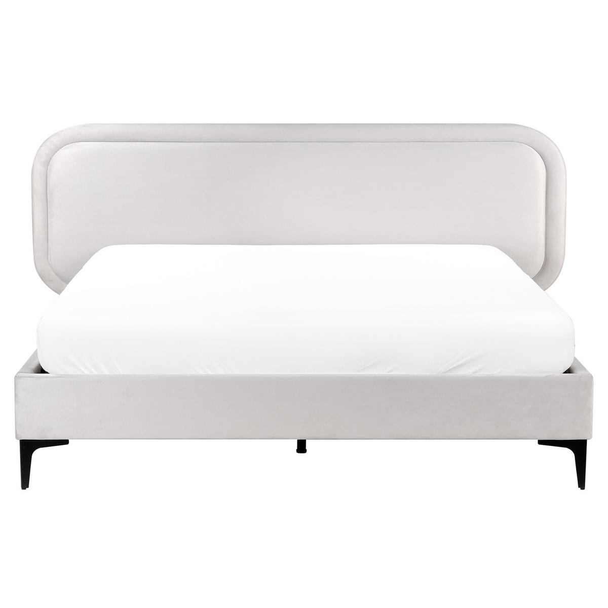 BETT mit Lattenrost 160/200 cm Hellgrau Suzette - Hellgrau, Textil (160/200cm) - Beliani