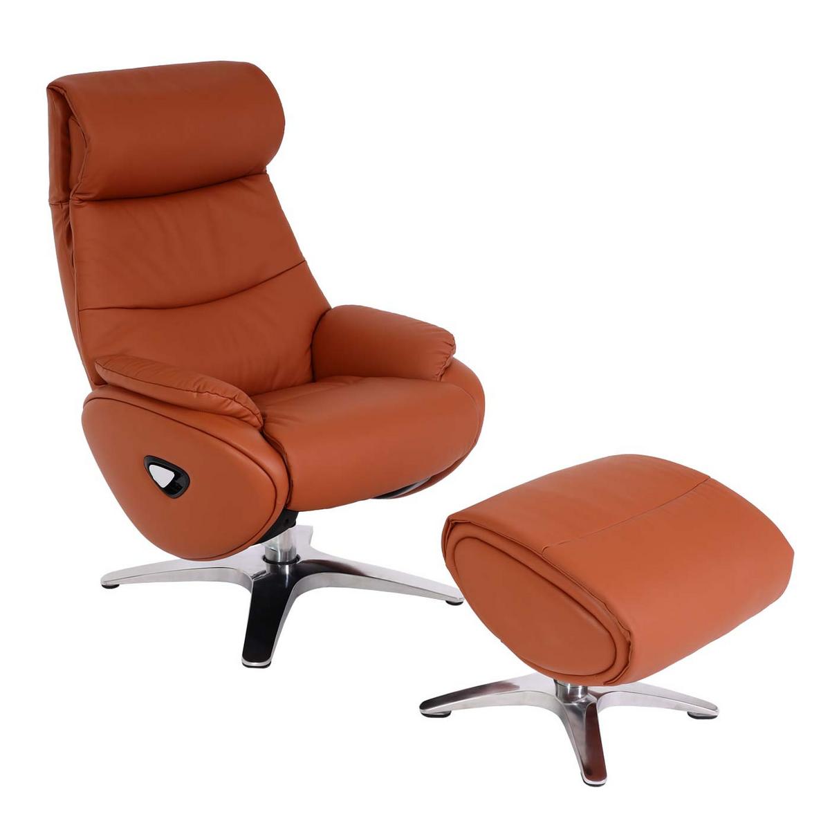 RELAXSESSEL MIT HOCKER Braun - Braun, Textil (117/110/77cm) - MCW