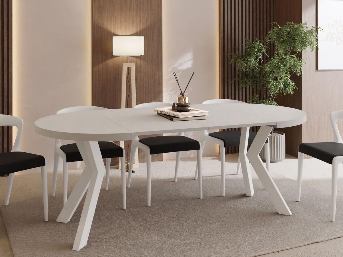ESSTISCH Savio Weiß rund ausziehbar verlängerbar XXL, Kaschmir 100-300/100/77 cm - Kaschmir/Beige, Holz/Holzwerkstoff (100/300/77cm) - WFL GROUP