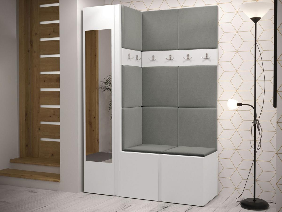 GARDEROBEN-SET Orion X - Weiß/Grau, Holzwerkstoff/Kunststoff (124/186/46cm) - MIRJAN24