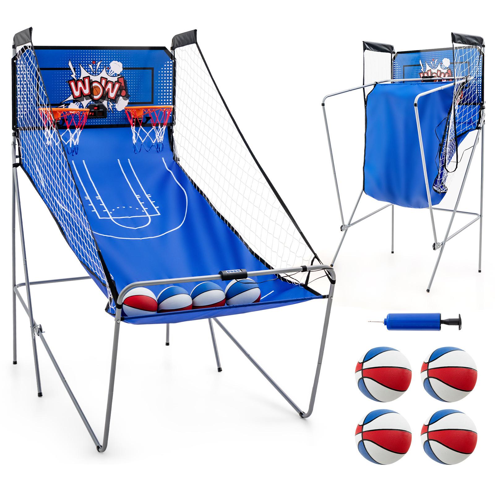 ARCADE-BASKETBALLSPIEL Marineblau - Blau, Metall (206/110cm) - COSTWAY