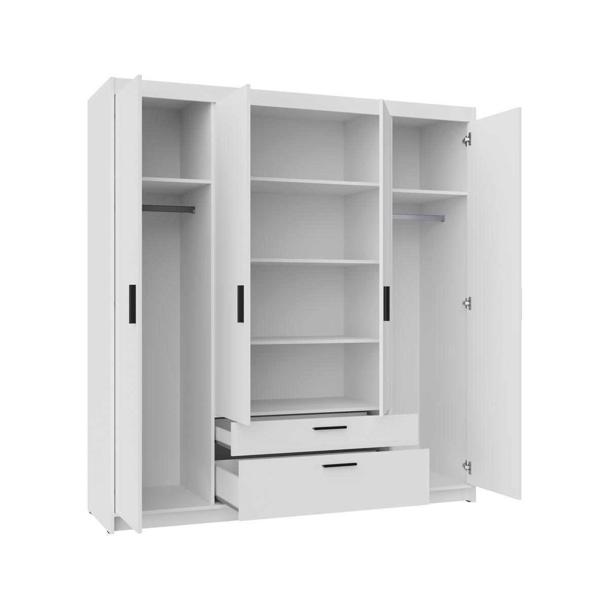 KLEIDERSCHRANK Storicos Weiß 176,3/190,5/53 cm - 4T2S Modern mit Schubladen - Weiß, Holzwerkstoff/Kunststoff (176.3/190.5/53cm) - AX Living