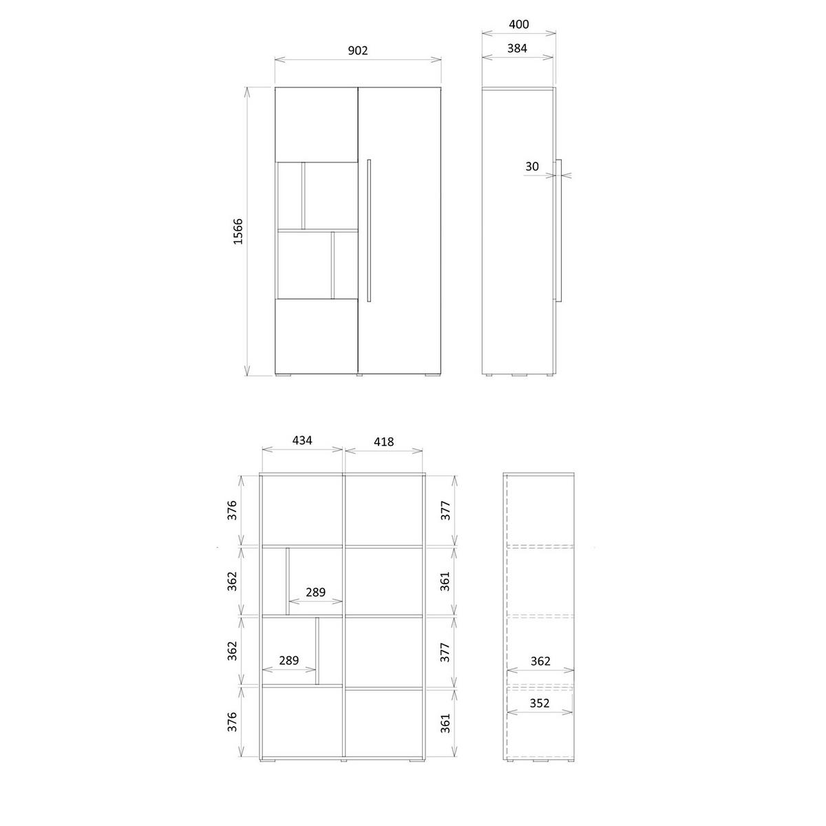 BÜCHERREGAL Largo mit 3 Türen und offenen Fächern, für Jugendzimmer, 90 cm, Kaschmir/Frühlings-Eiche - Kaschmir/Eichefarben, Holzwerkstoff (90/157/40cm) - Beautysofa