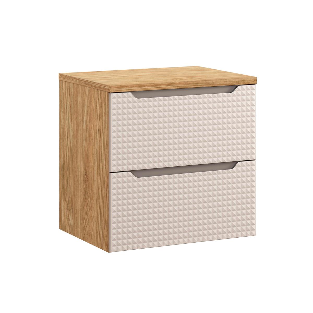 WASCHTISCHUNTERSCHRANK 60cm Mallory Beige und Holz - Braun, Holzwerkstoff (60/59.5/46cm) - Petits-meubles