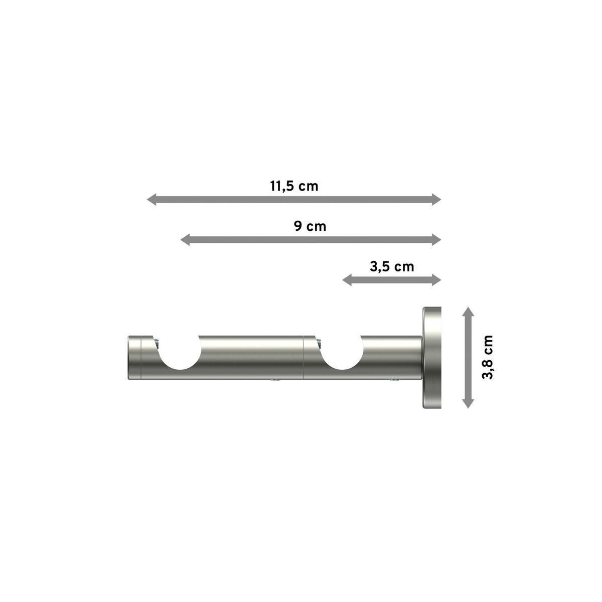 TRÄGER FÜR GARDINENSTANGEN 16 mm Ø, Enorma 2-läufig, Edelstahl - Edelstahlfarben, Metall (11.5/3.8/3.8cm) - INTERDECO