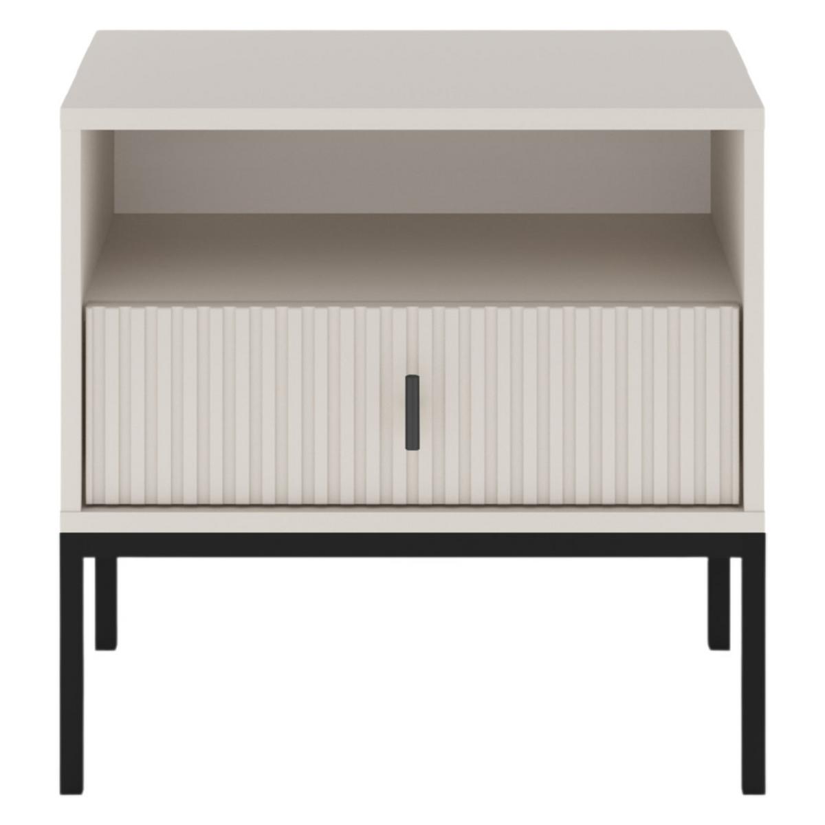 NACHTTISCH Marvello mit 1 Schublade, Kaschmir+Schwarz - Kaschmir/Schwarz, Holzwerkstoff/Metall (54/52/39cm) - Beautysofa