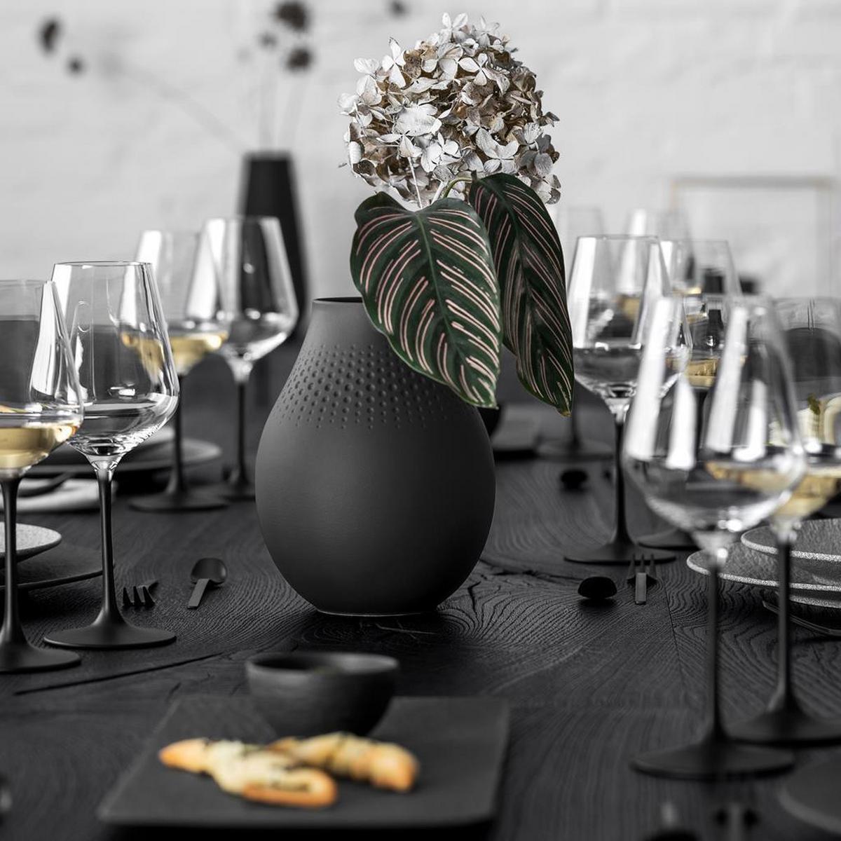 VASE PERLE Manufacture Collier Noir 20 cm - Schwarz, Keramik (20cm) - Villeroy & Boch
