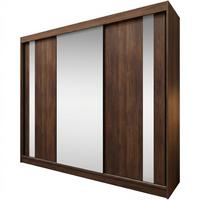 SCHWEBETÜRENSCHRANK Gaja II mit Schubladen und Spiegel 240/216/61 Walnuss - Walnussfarben, Holzwerkstoff (240/216/61cm) - Beautysofa