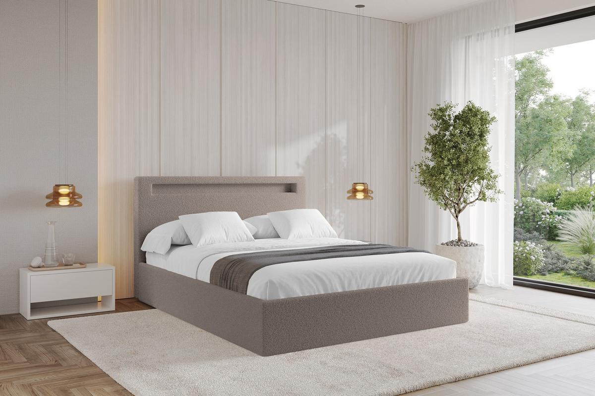 POLSTERBETT mit Bettkasten und Lattenrost, Bett mit Matratze H3/H4 - GOLA 180x200 Braun - Braun, Holzwerkstoff/Textil (180/200cm) - ALTDECOR